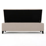 Hearth and Haven Xenon Fabric Upholstered Storage Bench with Birch Wood Legs, Wheat 73766.00FWHEAT