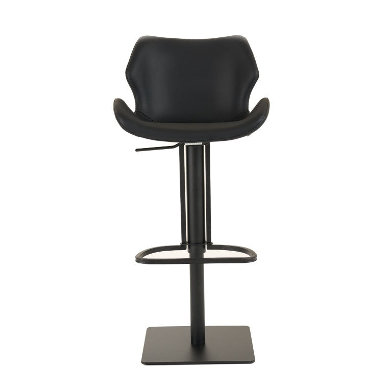 VIG Furniture Jaffee Industrial Black Eco-Leather Swivel Bar Stool With Footrest, Powder-Coated Steel Base, 21–31" VGHR5404GB-BLK
