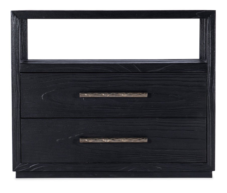 Hooker Furniture Linville Shou Sugi Ban Two-Drawer Nightstand With Usb Ports, Cord Management & Antique Pewter Pulls (38"W) 6150-90016-99