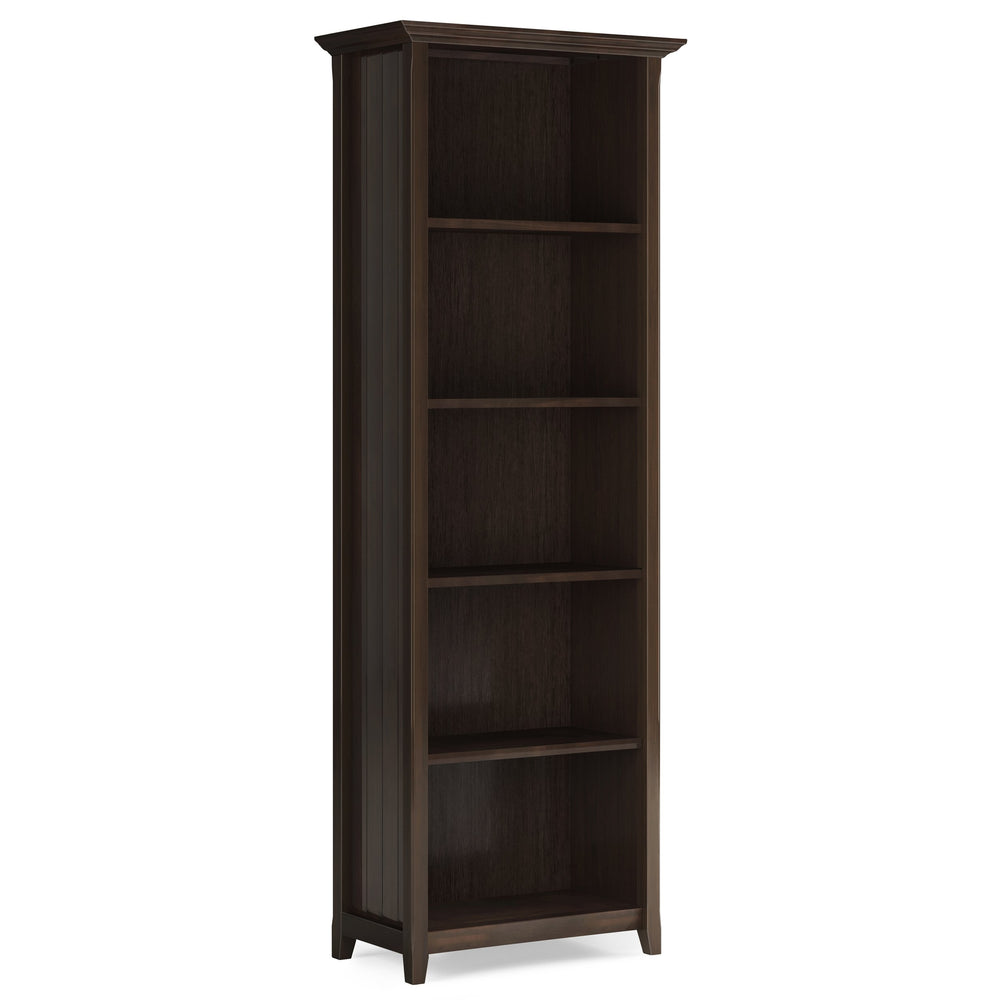 English Elm Acadian 5-Shelf Bookcase In Rich Brunette Brown - Handcrafted Solid Wood With Adjustable Shelves B136P158296