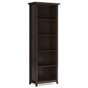 English Elm Acadian 5-Shelf Bookcase In Rich Brunette Brown - Handcrafted Solid Wood With Adjustable Shelves B136P158296