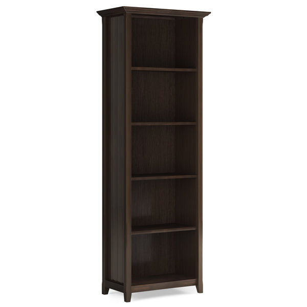 English Elm Acadian 5-Shelf Bookcase In Rich Brunette Brown - Handcrafted Solid Wood With Adjustable Shelves B136P158296