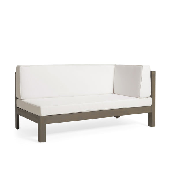 English Elm Brava Outdoor Acacia Corner Bench Set with Coffee Table for Patio Entertaining 57968.00WHI-64496.00GRY