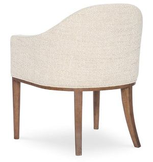 Hooker Furniture Eleana Upholstered Arm Chair With Light Caramel Walnut Veneer, Linen-Blend Seat, Tailored Tapered Legs 25.75 L x 24.50W x 32.50H 7252-75400-85