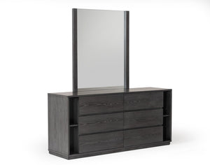 VIG Furniture Jagger Modern Grey Dresser With 6 Smooth-Glide Drawers, Built-In Side Bookshelves, Durable 63" Design VGMABR-55-GRY-DRS