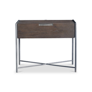 Bernhardt Bernhardt Outline Nightstand With Wire‑Brushed Oak & Textured Steel Frame, Soft‑Close Drawer, Modern 360233