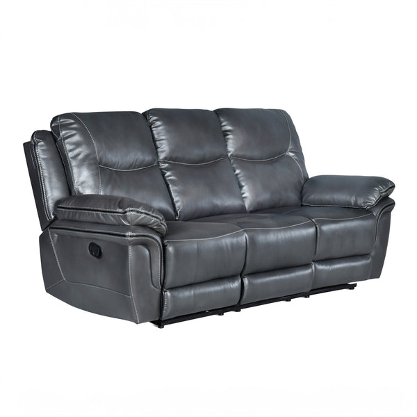 English Elm Steve Silver - Isabella Dark Gray Faux Leather Sofa & Loveseat Set with Manual Recline, Lift-Top Console Comfort B081S00170