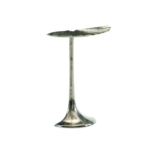 Bernhardt Bernhardt Annabella Gingko Leaf Accent Table — Satin Nickel Cast Aluminum, Tulip Base, Compact 18"W X 9"D 379104