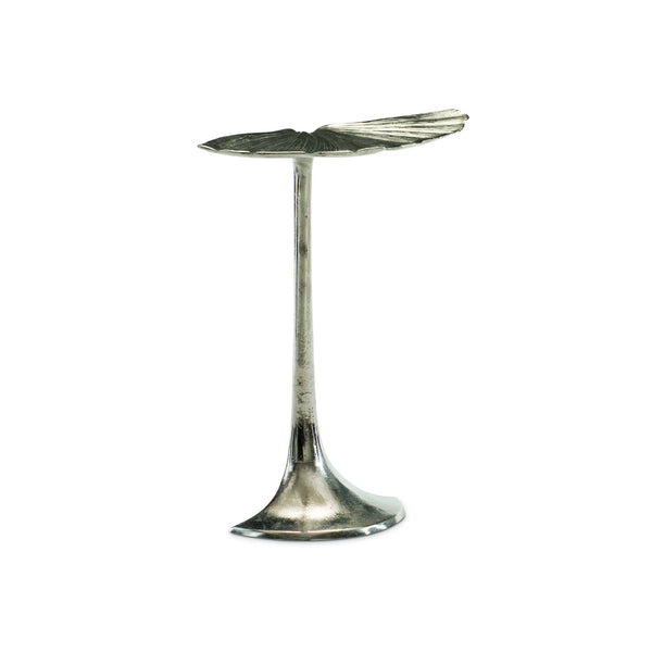 Bernhardt Bernhardt Annabella Gingko Leaf Accent Table — Satin Nickel Cast Aluminum, Tulip Base, Compact 18"W X 9"D 379104