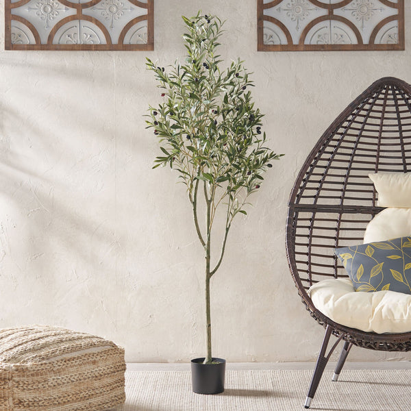 English Elm 180cm Artificial Olive Tree Faux Botanical with Flexible Iron Frame for Any Room 70528.00