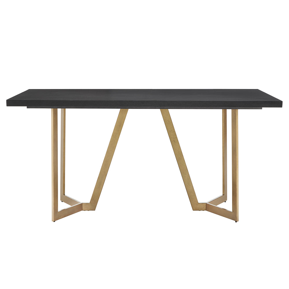 Homelegance By Top-Line DuBose Black and Distressed Gold Finish Dining Table Black Wood