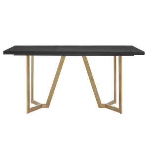 Homelegance By Top-Line DuBose Black and Distressed Gold Finish Dining Table Black Wood