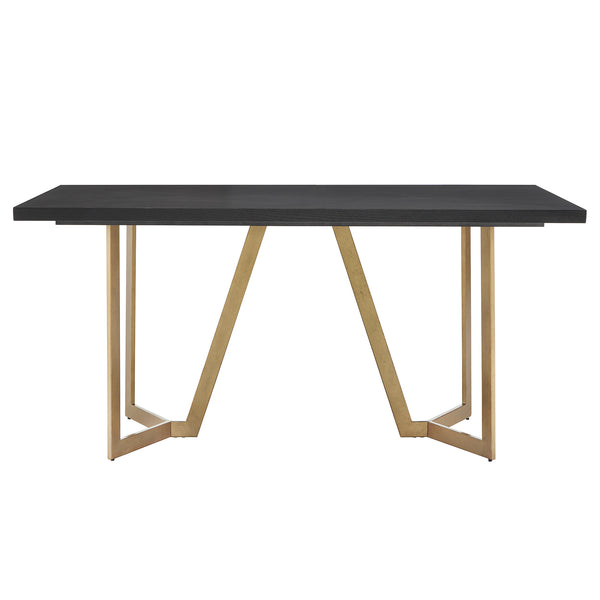 Homelegance By Top-Line DuBose Black and Distressed Gold Finish Dining Table Black Wood