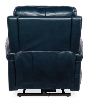 Hooker Furniture Eisley Power Recliner In Sorrento Night Seas Leather With Motorized Headrest, Lumbar & Lift Support Dark Blue RC602-PHLL4-049