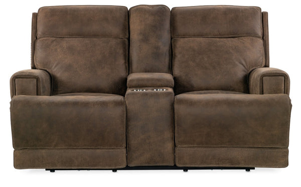 Hooker Furniture Miles Zero Gravity Console Loveseat With Semi-Aniline Leather, Power Headrests, Usb Port & Storage 42.00 L x 73.00W x 42.00H SS762-PHZC2-085