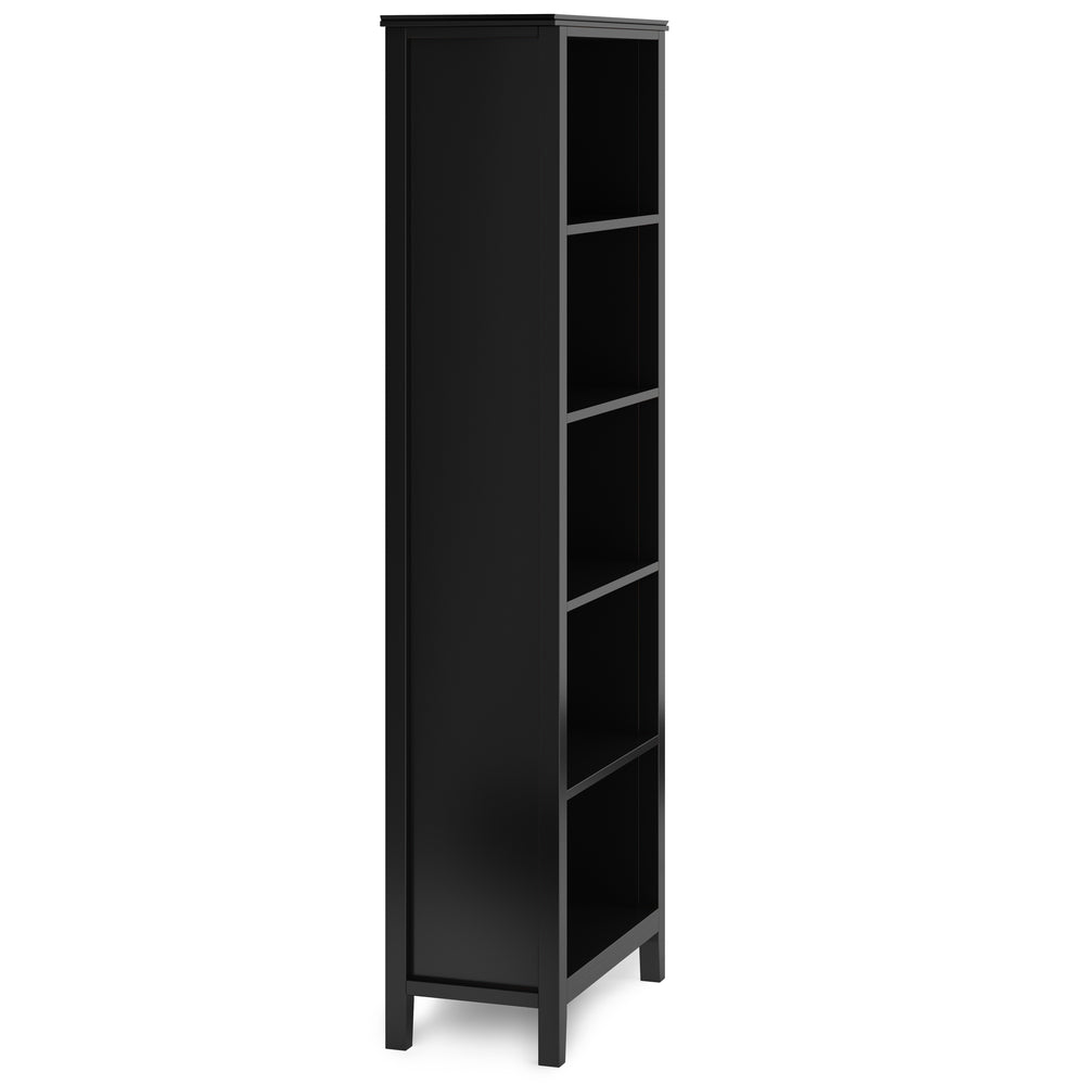 English Elm Artisan 5-Shelf Bookcase In Black - Handcrafted Modern Storage Solution For Home Or Office Décor B136P158385