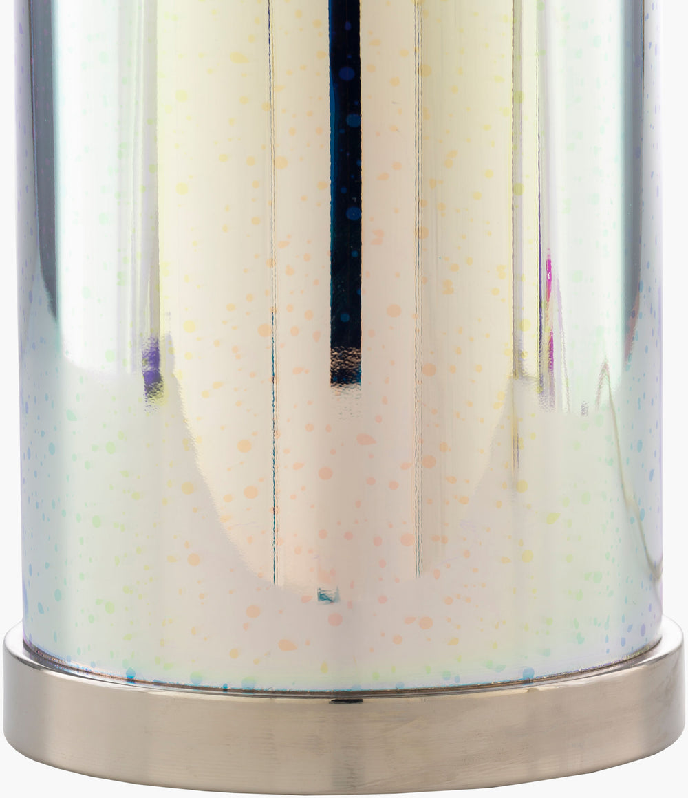 Surya Janelle 24" Stylish Accent Table Lamp – Modern Design, Hand Finished Quality For Chic Home Decor Base, Metallic ,Silver,Shade, White,Finial, Metallic ,Silver,Harp, Metallic ,Nickel,Cord, Translucent Glass,Iron,Polyester,Cotton,Iron Jal-001