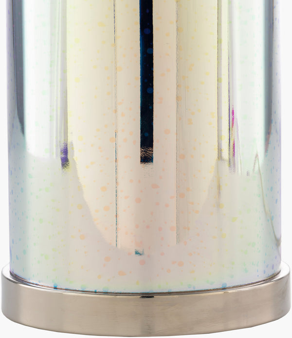 Surya Janelle 24" Stylish Accent Table Lamp – Modern Design, Hand Finished Quality For Chic Home Decor Base, Metallic ,Silver,Shade, White,Finial, Metallic ,Silver,Harp, Metallic ,Nickel,Cord, Translucent Glass,Iron,Polyester,Cotton,Iron Jal-001