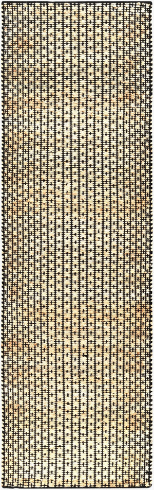 Livabliss Jasmine Handwoven Cotton Jute Flatweave Accent Rug for Entryways and Small Spaces Black, Light Be 2'6" x 8' JAM2300-268