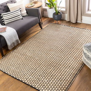 Livabliss Jasmine Handwoven Cotton Jute Flatweave Accent Rug for Entryways and Small Spaces Black, Light Be 8'10" x 12' JAM2300-81012