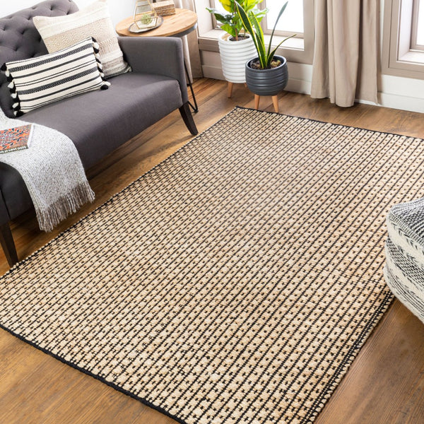 Livabliss Jasmine Handwoven Cotton Jute Flatweave Accent Rug for Entryways and Small Spaces Black, Light Be 8'10" x 12' JAM2300-81012