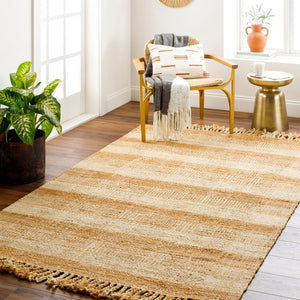 Livabliss Jasmine Handwoven Jute Flatweave Rug Farmhouse Fringe Accent for Entryway or Kitchen Light Beige, Ta 8'10" x 12' JAM2305-81012