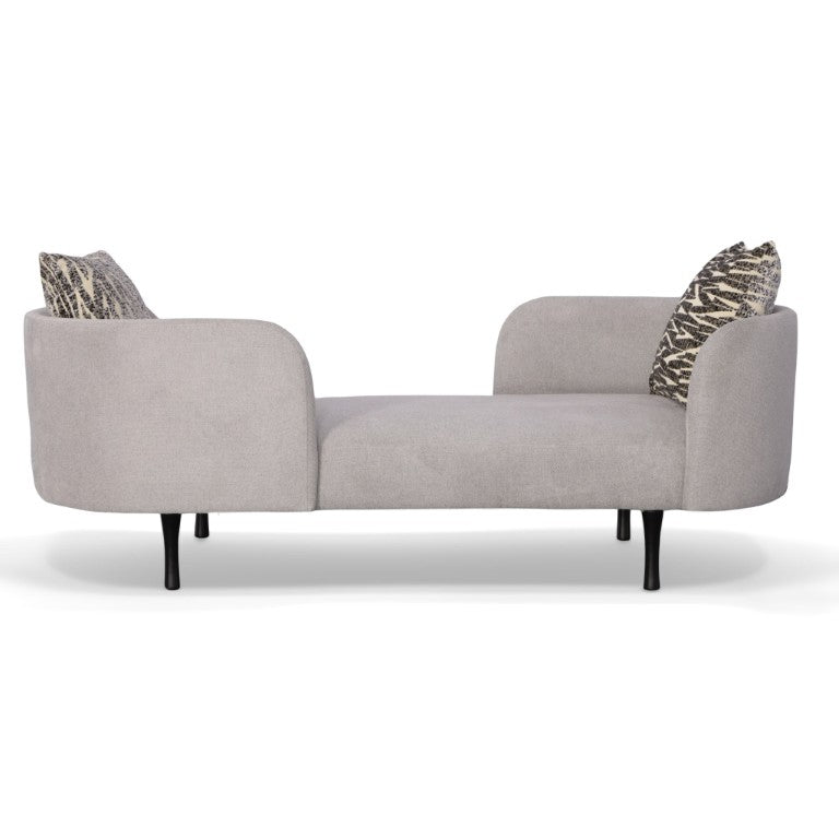 VIG Furniture Jamie Glam Light Grey Fabric Two-Seater Chaise With Dual-Curved Backs, Removable Cushions & Pillows VGODZW-21014-A0-GRY-L