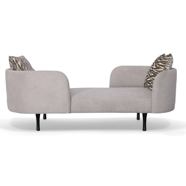 VIG Furniture Jamie Glam Light Grey Fabric Two-Seater Chaise With Dual-Curved Backs, Removable Cushions & Pillows VGODZW-21014-A0-GRY-L