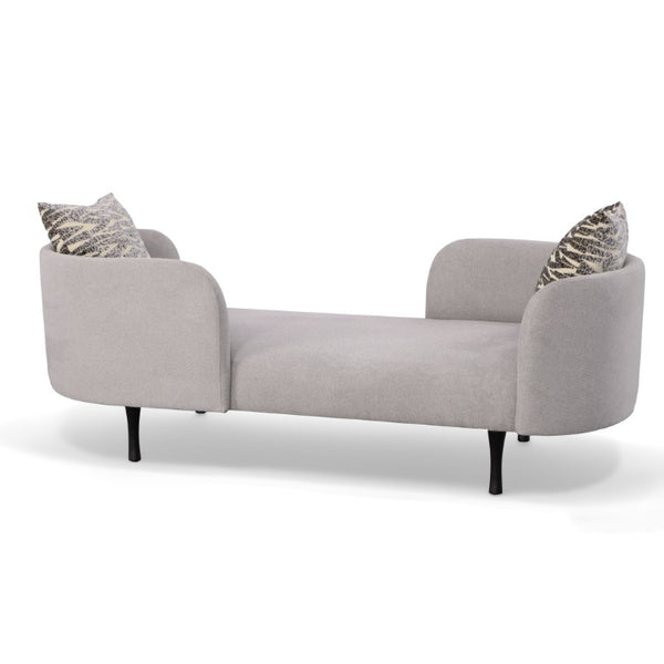 VIG Furniture Jamie Glam Light Grey Fabric Two-Seater Chaise With Dual-Curved Backs, Removable Cushions & Pillows VGODZW-21014-A0-GRY-L