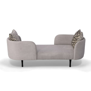 VIG Furniture Jamie Glam Light Grey Fabric Two-Seater Chaise With Dual-Curved Backs, Removable Cushions & Pillows VGODZW-21014-A0-GRY-L