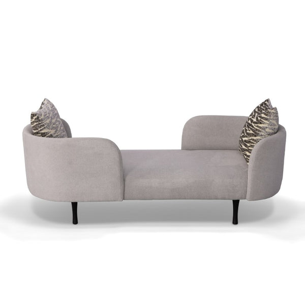 VIG Furniture Jamie Glam Light Grey Fabric Two-Seater Chaise With Dual-Curved Backs, Removable Cushions & Pillows VGODZW-21014-A0-GRY-L
