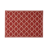 Christopher Knight Home® - Noble House - Thornhill Outdoor 6'7" X 9'2" Trefoil Area Rug, Red and Ivory