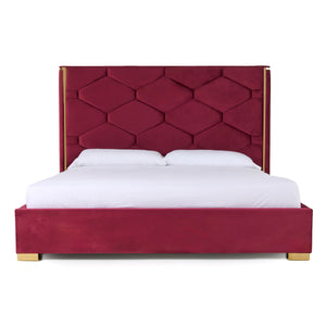 VIG Furniture Modrest Janet - Modern Red Velvet + Gold Bed VGVC-BD1820-BED