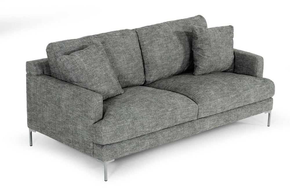 VIG Furniture Janina Dark Grey Fabric Sofa With Stainless Steel Legs, Removable Cushions & Included Pillows (75") VGKKKF1032-DRKGRY-3