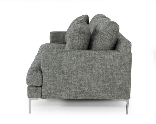 VIG Furniture Janina Dark Grey Fabric Sofa With Stainless Steel Legs, Removable Cushions & Included Pillows (75") VGKKKF1032-DRKGRY-3
