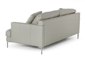 VIG Furniture Janina Light Grey Leather Sofa With Stainless Steel Legs, Removable Cushions & Accent Pillows VGKKKF1032-GRY-3