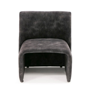 VIG Furniture Modern Jarvis Accent Chair Dark Grey Distressed Fabric — Armless Curved Minimalist Seat, No Assembly VGBN-EC-258-DG-CH