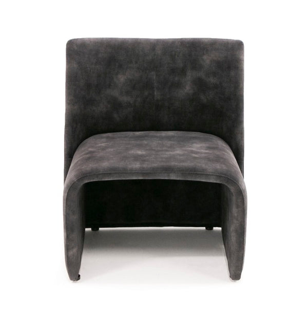 VIG Furniture Modern Jarvis Accent Chair Dark Grey Distressed Fabric — Armless Curved Minimalist Seat, No Assembly VGBN-EC-258-DG-CH