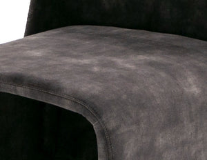 VIG Furniture Modern Jarvis Accent Chair Dark Grey Distressed Fabric — Armless Curved Minimalist Seat, No Assembly VGBN-EC-258-DG-CH