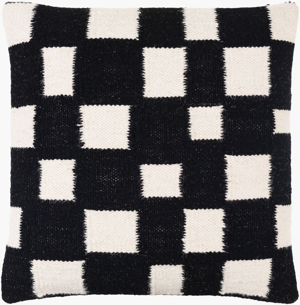 Surya Jacinta 18” X 18” Modern Accent Pillow - Cozy Cotton & Wool Blend, Stylish Home Decor, Easy Care Black Wool,Cotton,Cotton Jat005-2222