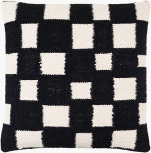 Surya Jacinta 18” X 18” Modern Accent Pillow - Cozy Cotton & Wool Blend, Stylish Home Decor, Easy Care Black Wool,Cotton,Cotton Jat005-2222