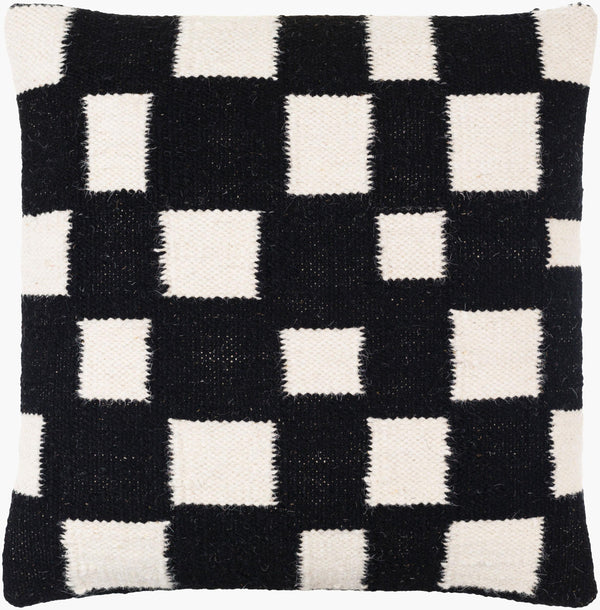 Surya Jacinta 18” X 18” Modern Accent Pillow - Cozy Cotton & Wool Blend, Stylish Home Decor, Easy Care Black Wool,Cotton,Cotton Jat005-2222