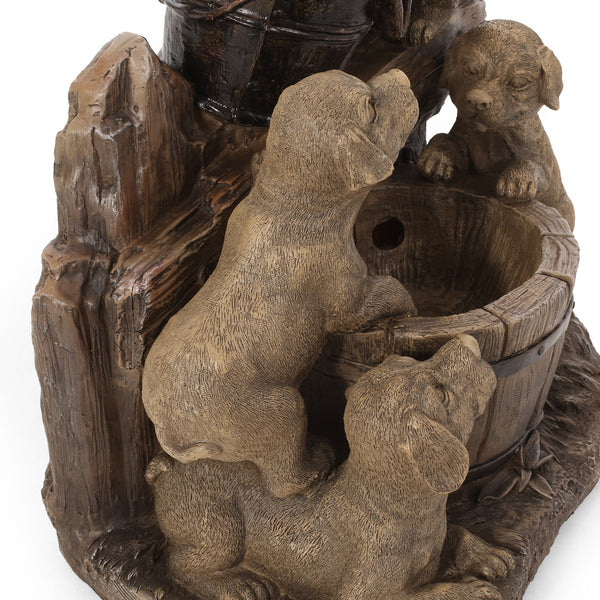 English Elm Christopher Knight Home® - DIMMOCK Handcrafted 22.75" Weather-Resistant Polyresin Fountain with Pump, Underwater Lights & Puppies 71785.00LBRN
