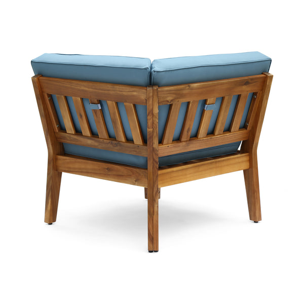 English Elm Grenada Outdoor Modular Sectional Solid Acacia Wood Slatted Patio Sofa Set Blue 63887-66388.00-63699.00BLU