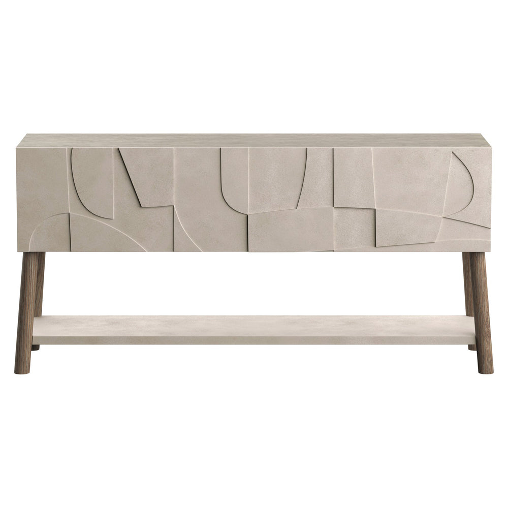 Bernhardt Bernhardt Casa Paros Sideboard With Sculptural Faux-Concrete Doors, Warm Wood Finish, Soft-Close Storage (69.63"W) 317131