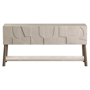 Bernhardt Bernhardt Casa Paros Sideboard With Sculptural Faux-Concrete Doors, Warm Wood Finish, Soft-Close Storage (69.63"W) 317131