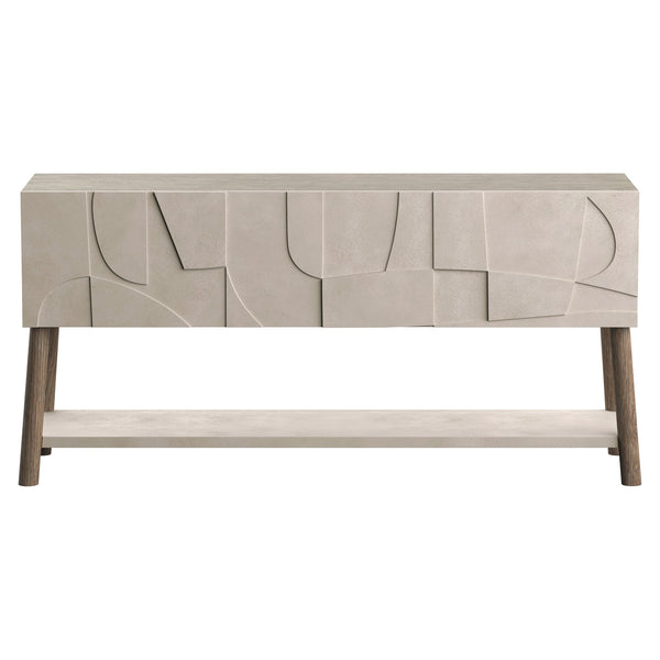 Bernhardt Bernhardt Casa Paros Sideboard With Sculptural Faux-Concrete Doors, Warm Wood Finish, Soft-Close Storage (69.63"W) 317131