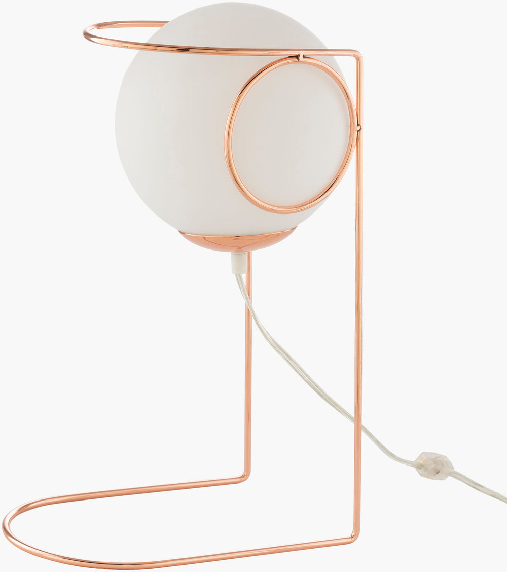 Surya Jaliyah Modern 18"H Accent Table Lamp - Stylish Glass & Metal Design To Enhance Your Decor Space Body, Metallic ,Rose Gold,Base, Metallic ,Rose Gold,Cord, Translucent Iron,Iron,Glass,Glass Jay-001