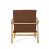 Christopher Knight Home® - Noble House - Marcola Mid Century Modern Upholstered Club Chair with Wood Frame, Cognac Brown and Walnut