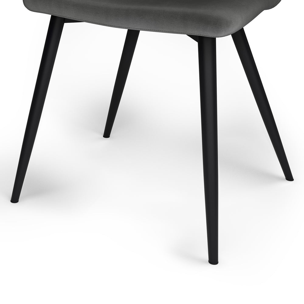 English Elm Baylor Velvet Dining Chair Set of 2 - Dark Grey Upholstered Curved Seat, Angled Black Metal Legs, Versatile B136P158474